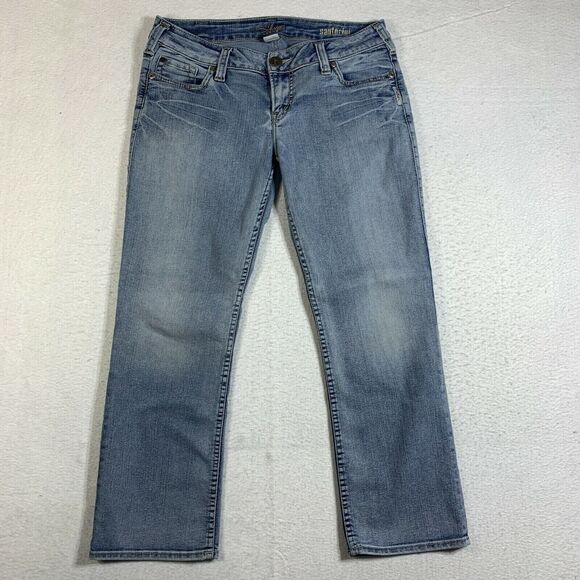 Silver Jeans Womens Size 31 Blue Santorini Ankle Crop Low Rise Stretch Denim Y2K - Picture 1 of 13